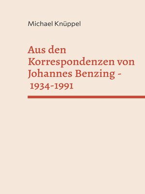cover image of Aus den Korrespondenzen von Johannes Benzing 1934-1991